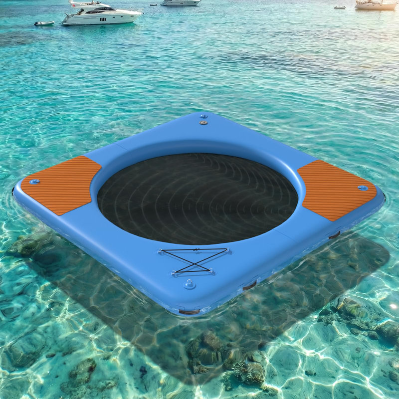 Quai flottant gonflable de 10 pi avec filet de natation en filet