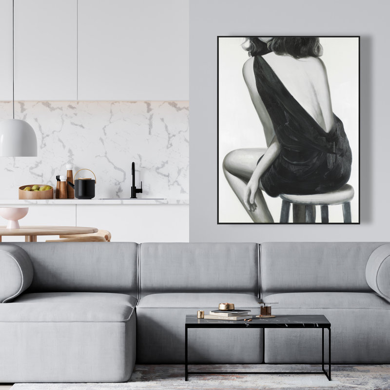 Jolie femme gris, toile encadrée - Art de la décoration intérieure