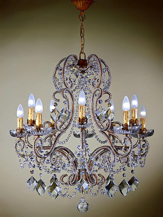 10 - Light Candle Style Tiered Chandelier, Swarovski