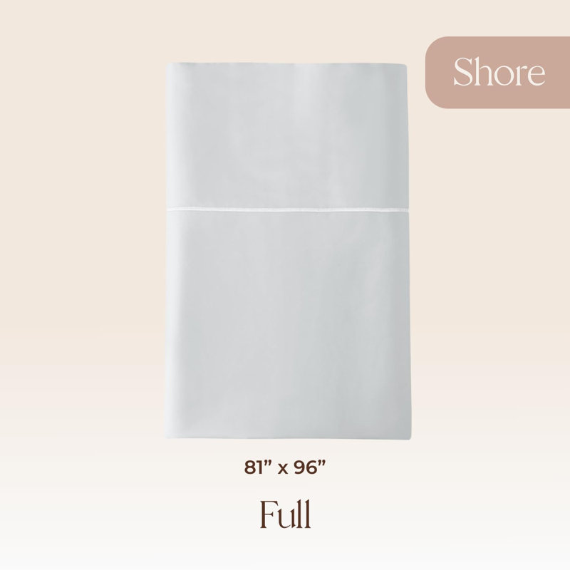 Whisper Organic Certified Organic Full Flat Sheet Only - 100% Organic Cotton Sheets With Luxurious Soft And Breathable 300 Thread Count Sateen Weave Finish - Gots & Fairtrade Certified (Shore, Full)