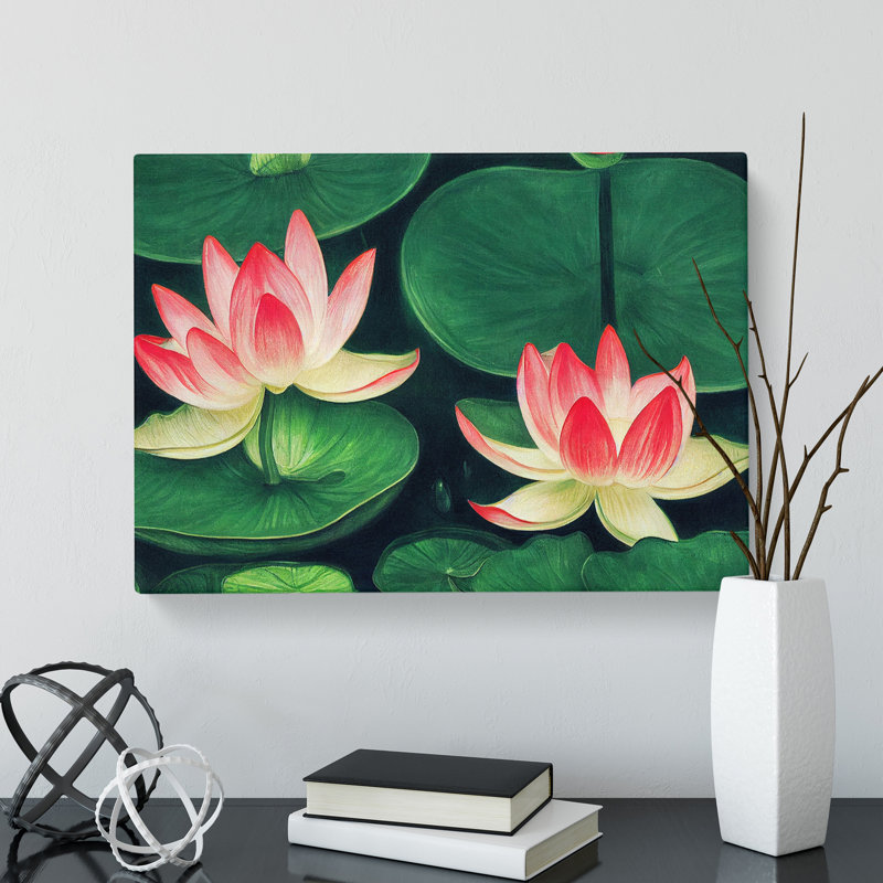 Great Lotus Flowers - Wrapped Canvas, 35cm H x 50cm W x 3cm D