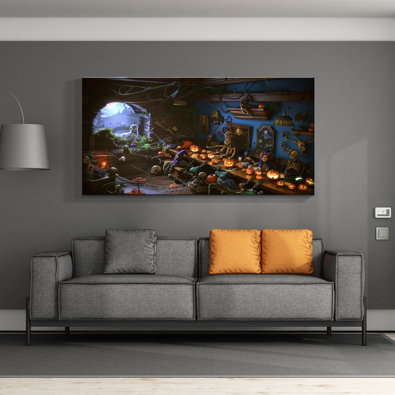 «Blue and Yellow Butterfly Tree», peinture sur toile encadrée, H 20 po x l 40 po