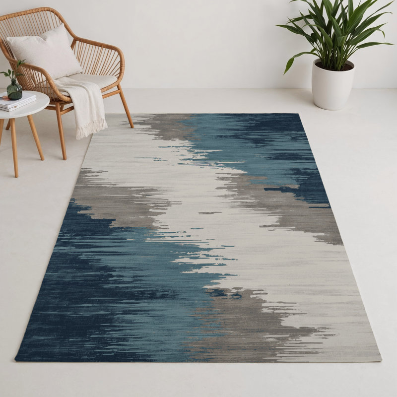 Tapis intérieur et extérieur gris Watercolor, Rectangulaire 3 pi x 5 pi