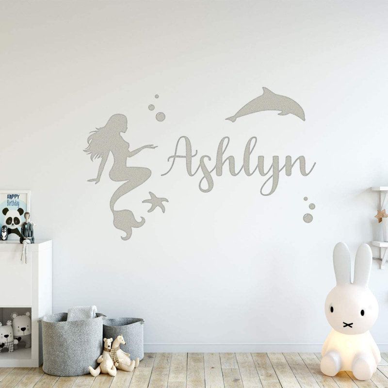 Décalcomanie murale sirène personnalisée, H 22 po x l 33 po, Argent
