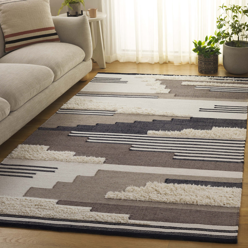 Kenya 280 Hand Woven 80% Wool; 20% Cotton Geometric Rug, Rectangle 4' x 6'