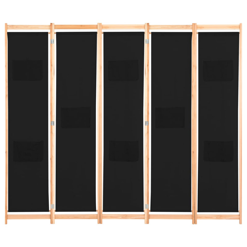 Paravent pliable pour diviser une pièce, Noir, 5, H 66,9 po x l 78,7 po x P 1,6 po