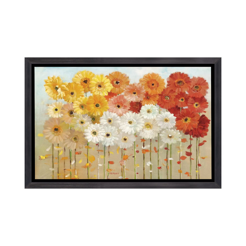 «Daisies Spring» par Danhui Nai - reproduction d'art, H 40 po x l 60 po x 1,5 po, Toile avec cadre noir patiné