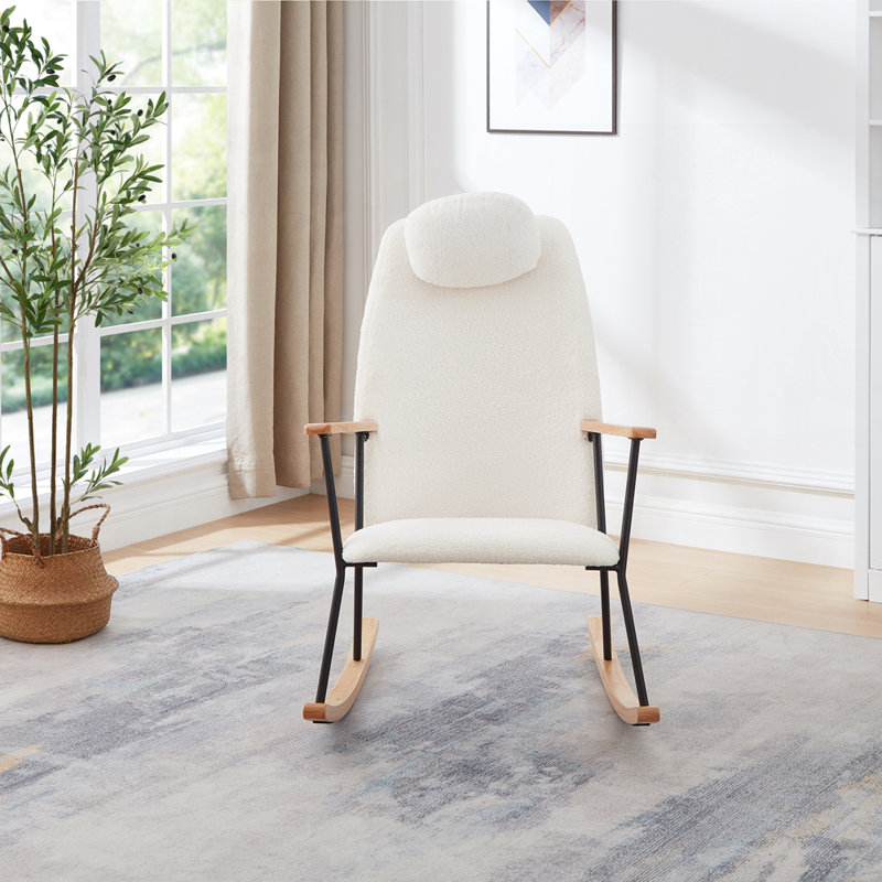 Chaise berçante réglable à appui-tête pour le salon, Blanc