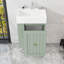 Meuble-lavabo mural moderne avec lavabo en céramique, grand tiroir et rangement latéral pour les petits espaces-129182808