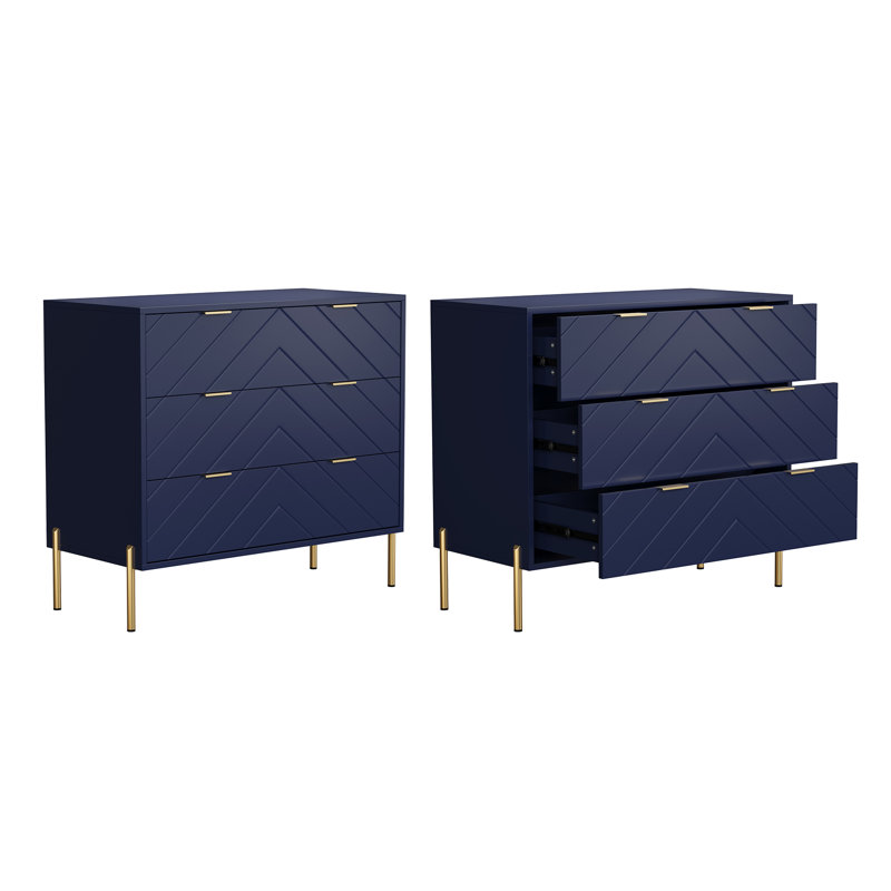 Garita 31.5" W 2-Piece 3-Drawer Manufactured Wood Chest, Blue