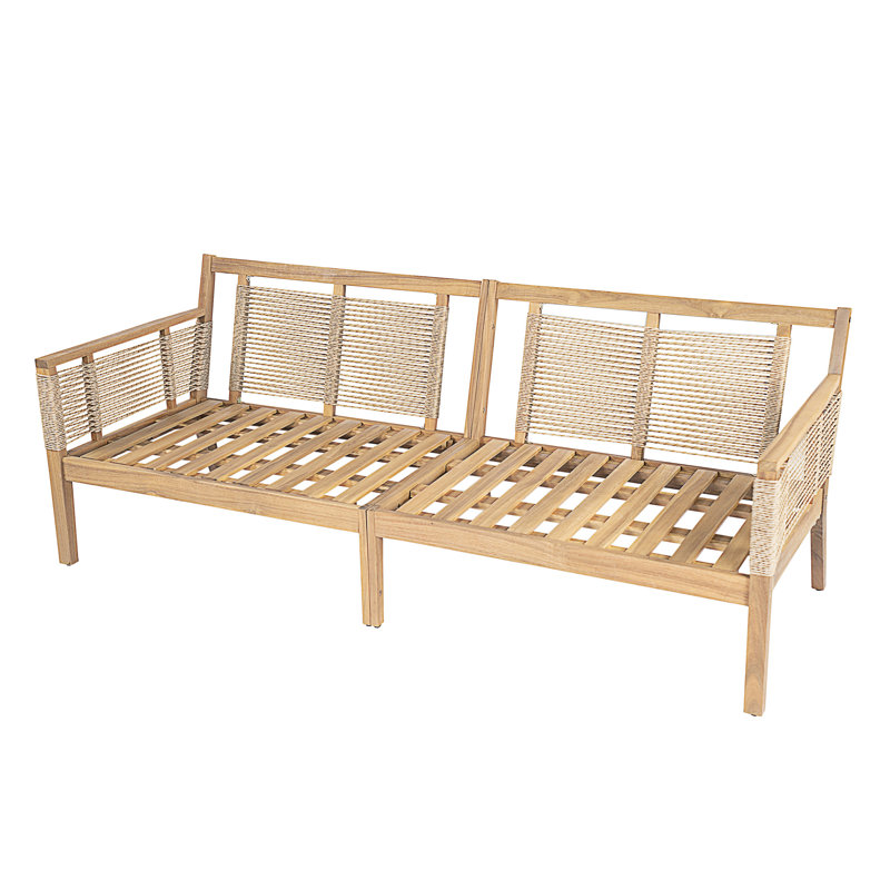Ensemble de canapé d'extérieur en bois d'acacia 3 places avec 2 tables basses, durable et élégant pour le jardin, la cour et la piscine