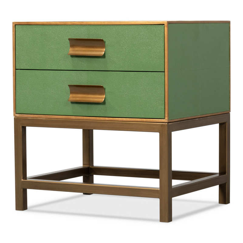 Shagreen 22'' W Solid Wood Nightstand, Green