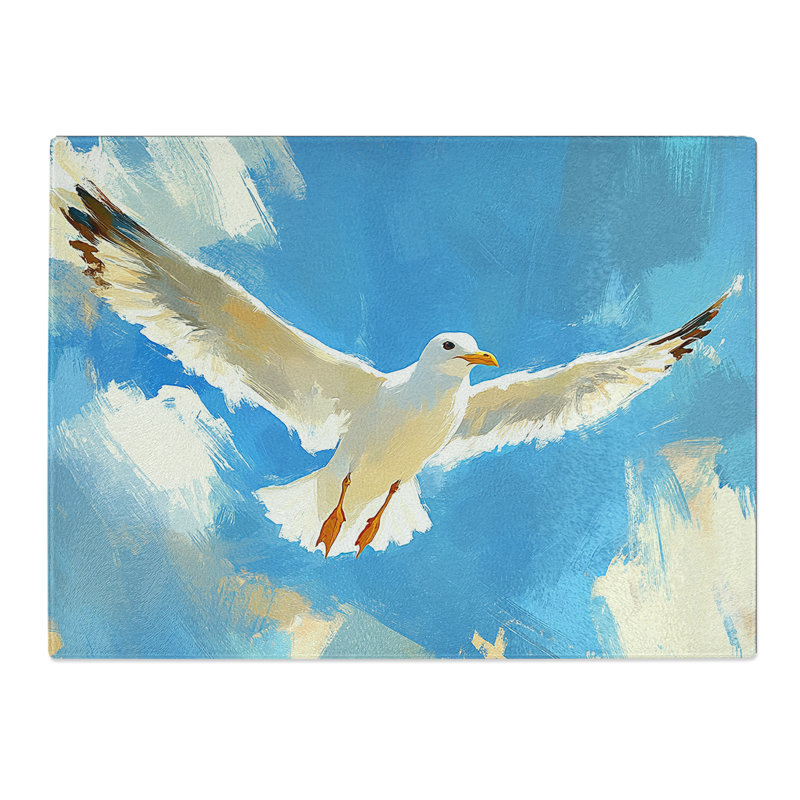Seagull Bird Illustrated  Glass Chopping Board