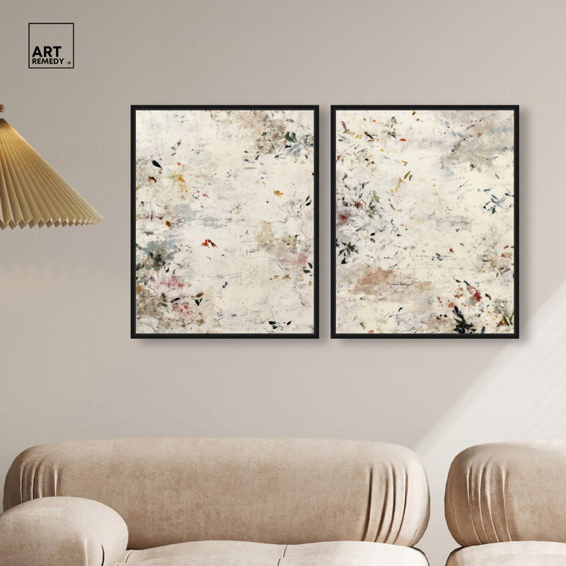 «Scrawled Memories Duo», ensemble de décorations murales Boho, reproduction d'art encadrée par Art Remedy, cadre doré, 16 x 20