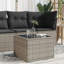  Table de jardin en rotin PE gris, verre trempé, acier thermolaqué-935716825