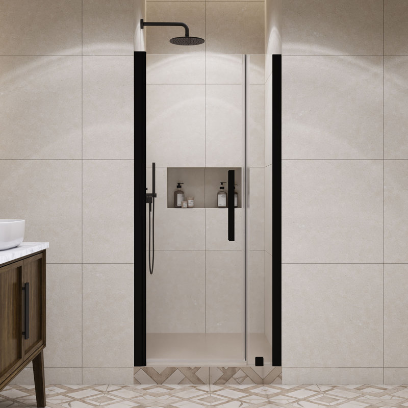 OVE Decors Pasadena 33 3/4 To 35 3/4 In. W X 72 In. H Alcove Frameless Pivot Shower Door , 2025, Black