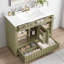 Meuble-lavabo 36 po - coin rabattable, 7 tablettes ouvertes et tiroir à ouverture par pression. Structure en bois massif, plateforme de robinet 4 po, étoile de rangement compacte-1015250957