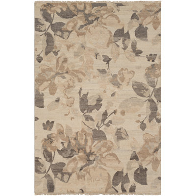 Ethereal Wool Geometric Area Rug in Beige