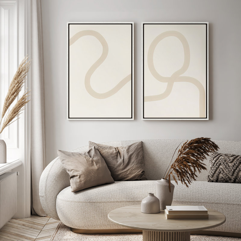 Art mural encadré sur toile, rétro muraux abstraits pour chambre à coucher, H 24 po x l 16 po, Blanc