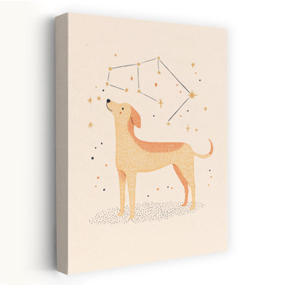Sweet Dog Stargazing Modern Abstract Contemporary Dog Landscape Nature Wall Art Print by Mathieu - Wrapped Canvas Print