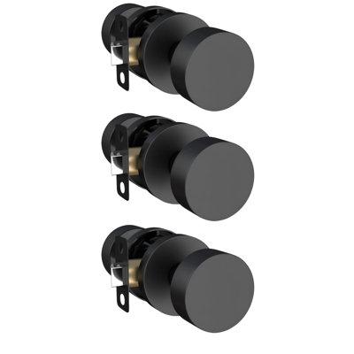 Mega Handles Buena Passage Door Boutons 3Pack - Bouton de porte intérieur réversible pour vestibule et garde-robe, sans serrure - Noir mat