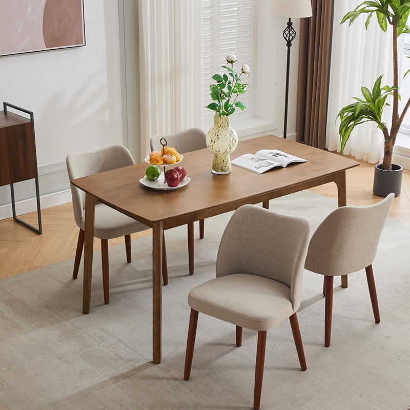 Polyester Upholstered Side Chair, Brown, Gray Wood, Brown