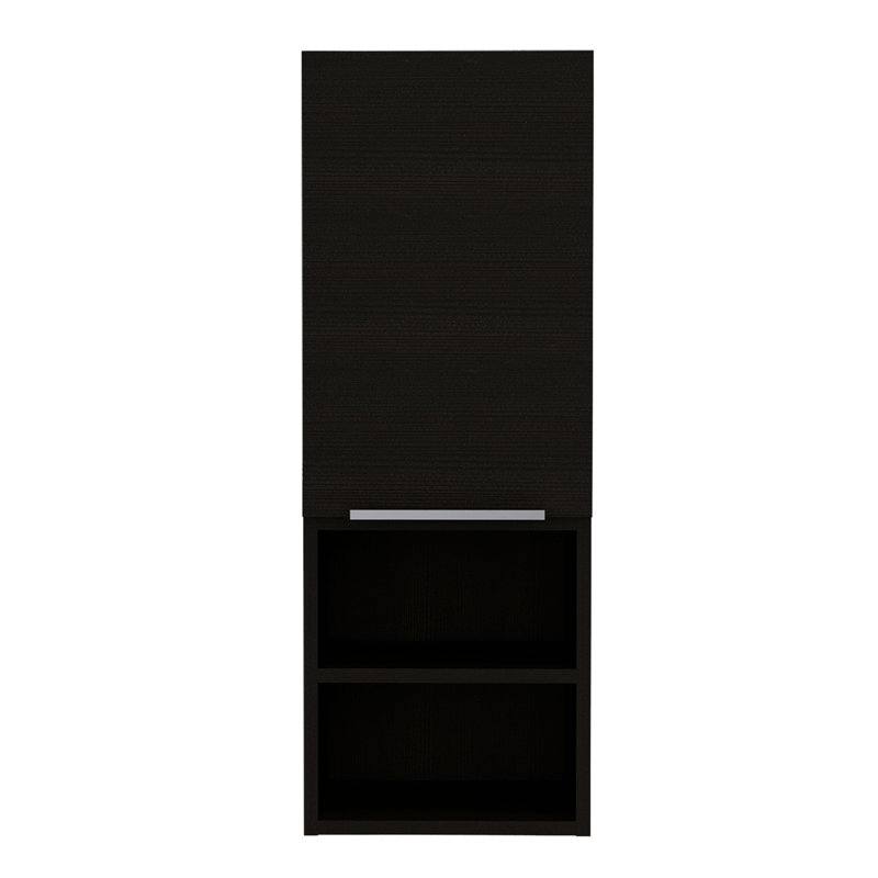 Armoire à pharmacie à porte simple H 32 po, deux tablettes extérieures, deux tablettes intérieures, Noir mat