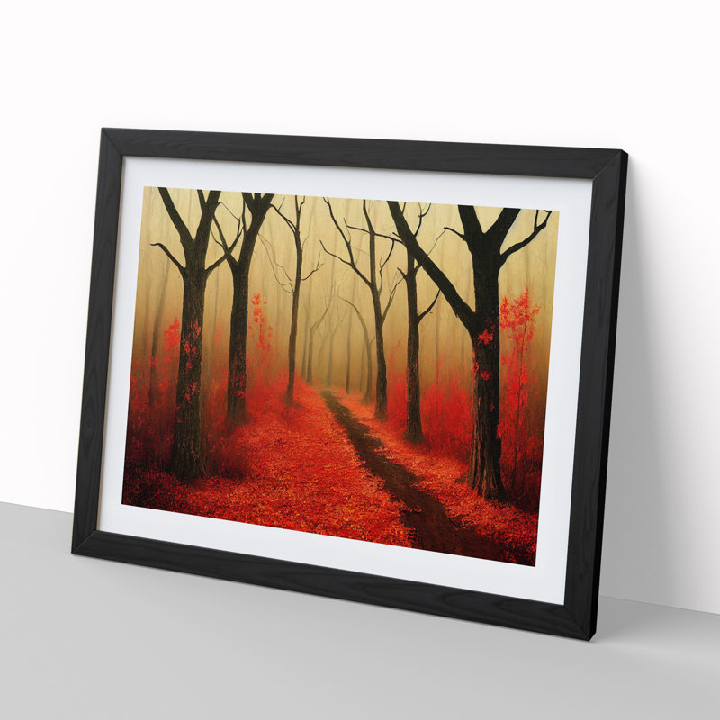 Stylish Autumn Forest - Single Picture Frame Print, Black, 46cm H x 64cm W x 2cm D