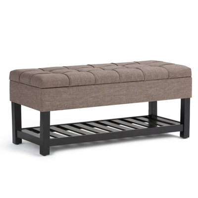 Saxon 43"W Tufted Transitional Storage Ottoman Bench with with Lift-Top Lid