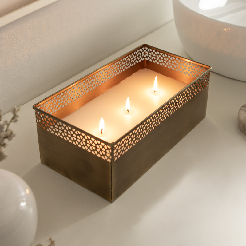 Robena Rectangle Unscented Candle with Metal Vessel