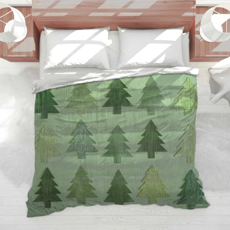 Green Tree Silhouettes Comforter, Twin