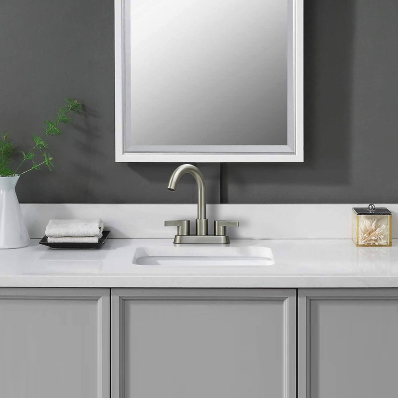 Robinet de salle de bain 4 pouces en nickel brossé - poignées doubles, pour robinet d'évier à dégâts d'eau dure 2 360, bec pivotant, corrosion et empreinte digitale