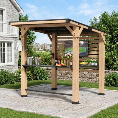 Pavillon de jardin en bois 6 pi x 8 pi avec tablette de bar