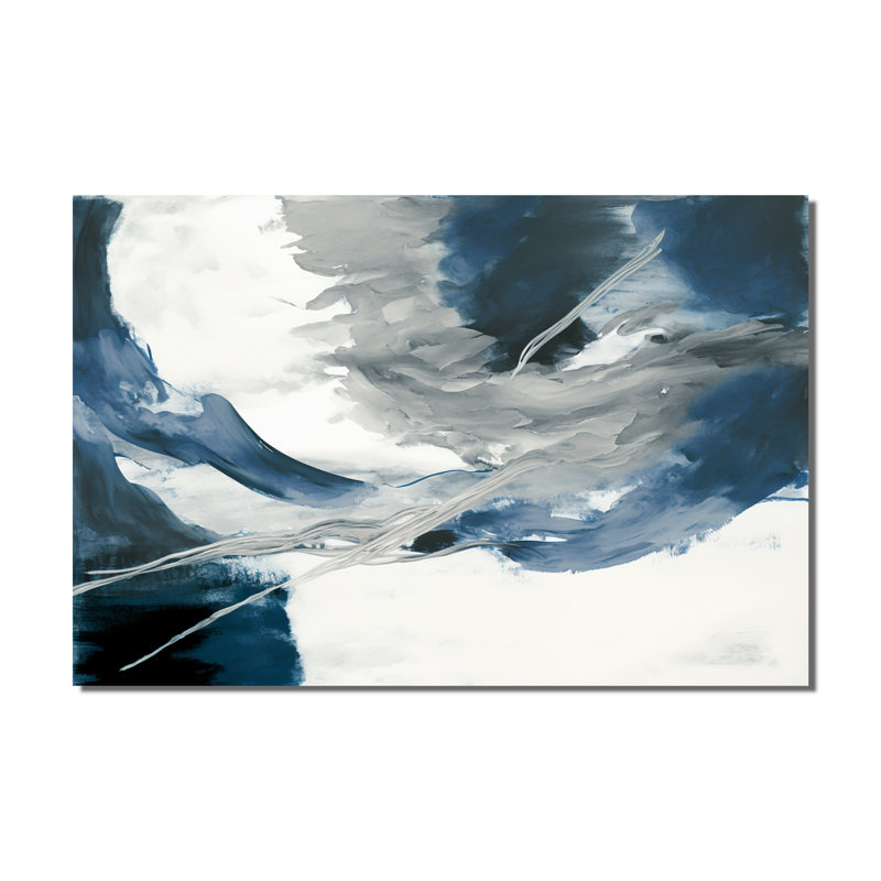 Feeling Honolulu Blue X - Art mural abstrait à l'encre liquide pour le salon, H 40 po x l 60 po