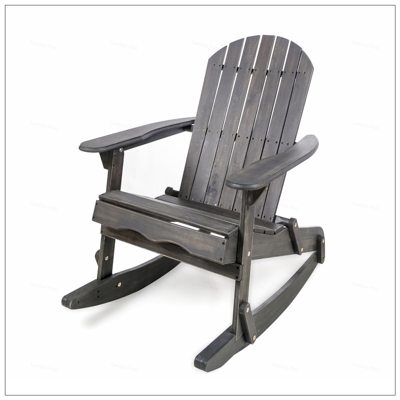 Slat-Backed Acacia Wood Adirondack Rocking Chair, Perfect For Outdoor Comfort And Style With Weather-Resistant Durability
