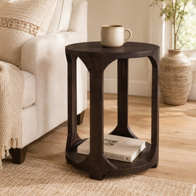 Jenna Round End Table - Barista Brown