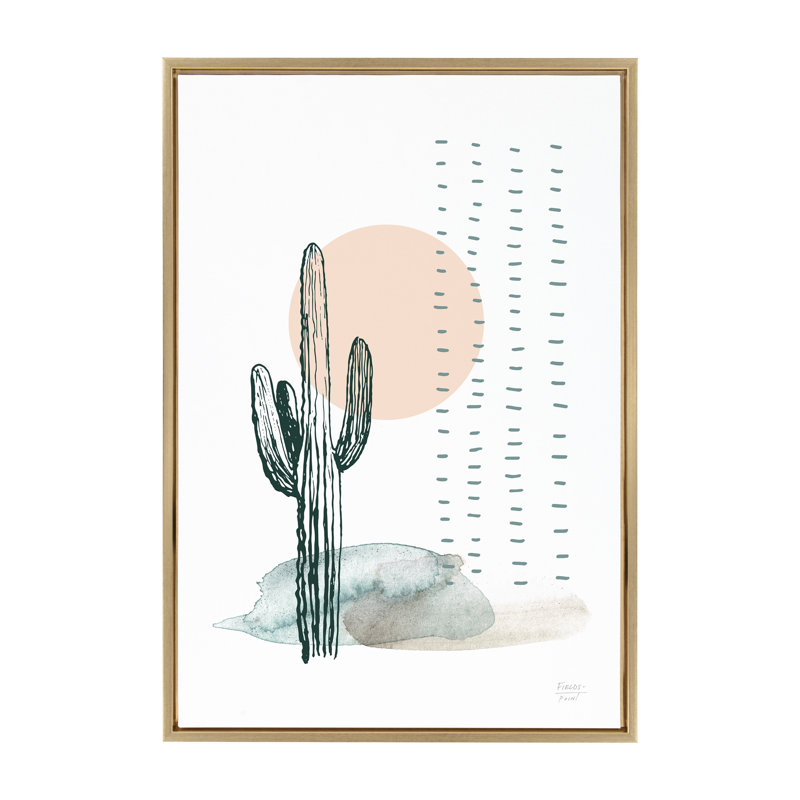«Desert Cactus» par déclaration sur toile encadrée, Toile avec cadre doré