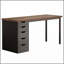 Bureau d'ordinateur de 47 pouces avec 5 tiroirs et armoire réversible, brun rustique et noir, idéal pour les petits bureaux à domicile et les zones d'étude