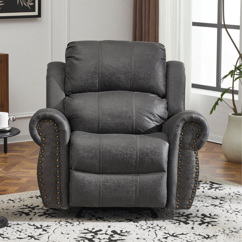 Fauteuil inclinable manuel en daim de 40,75 po de largeur, Ardoise