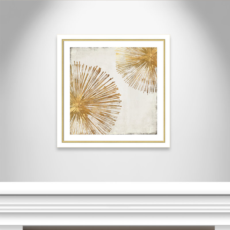 Impression sur cadre photo Gold Star I, H 34,25 po x l 34,25 po x P 1,125 po, Blanc et doré