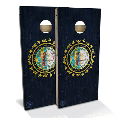 New Hampshire Flag Cornhole Board Set | Includes (2) Boards, (8) Bags & Optional Accessories