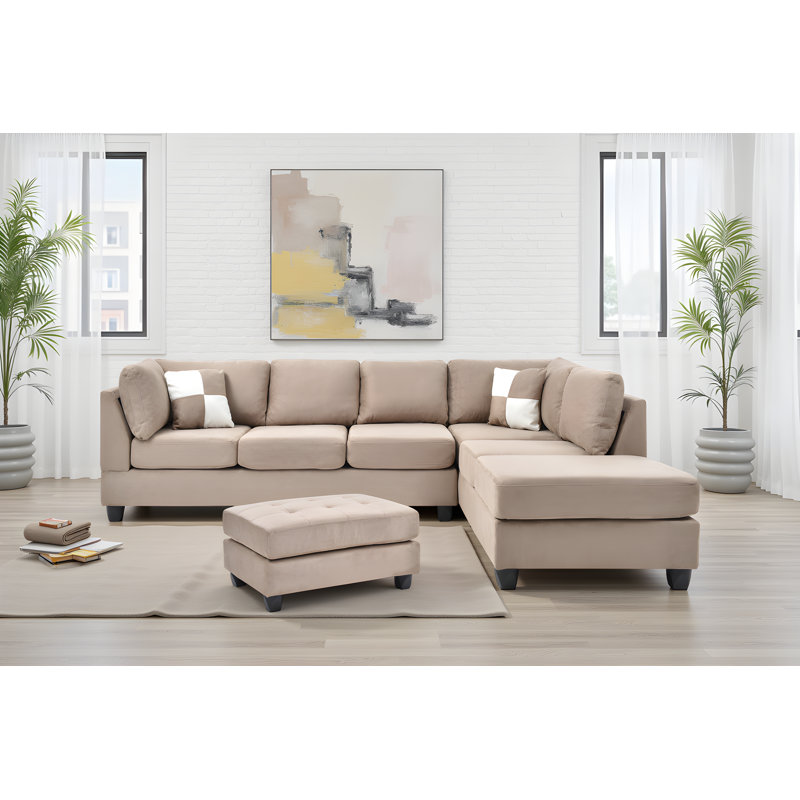 Canapé modulaire avec repose-pieds Radwa, Moka