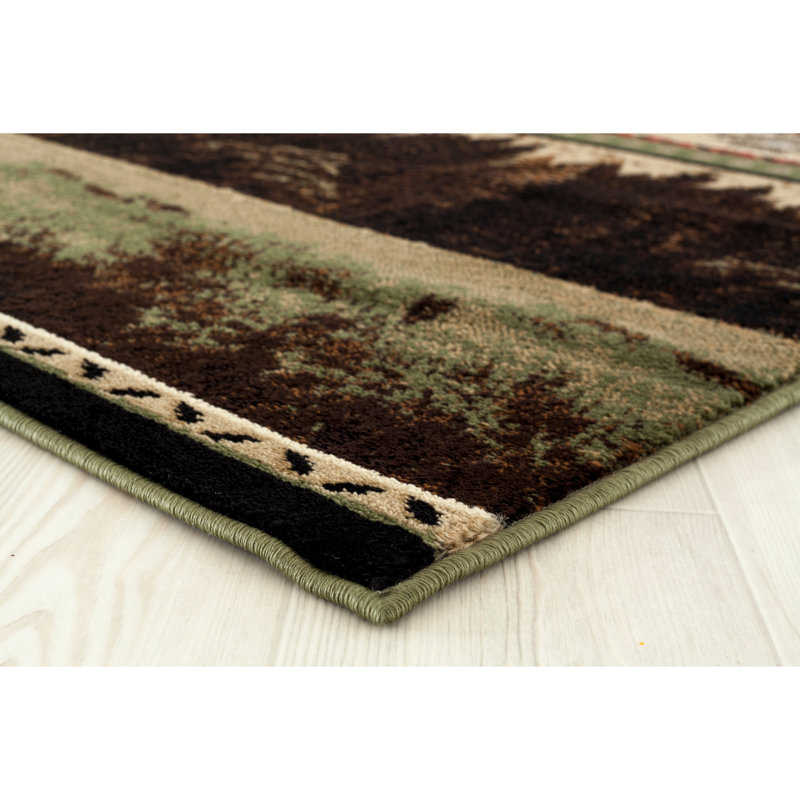 Tapis vert / beige Pippen Woodland Meadows, Rectangle 5 pi 3 po x 7 pi 2 po
