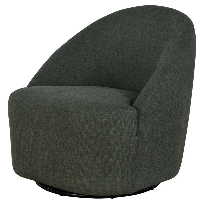 Fauteuil demi-tonneau pivotant Zorriah, Tissu vert forêt