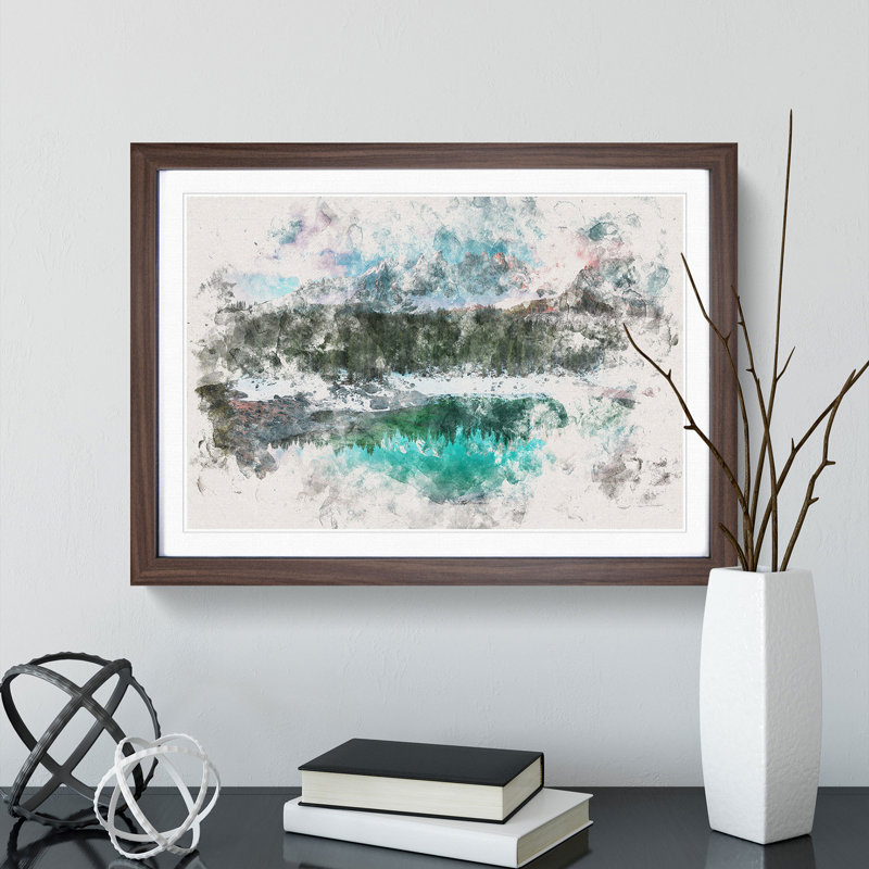 Lago Di Carezza in Italy - Picture Frame Painting Print, 62cm H x 87cm W x 2cm D, Walnut Framed