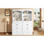 Élégante armoire de rangement pour salle de bain, grande armoire de rangement avec portes, tiroirs, tablette réglable et six tablettes ouvertes