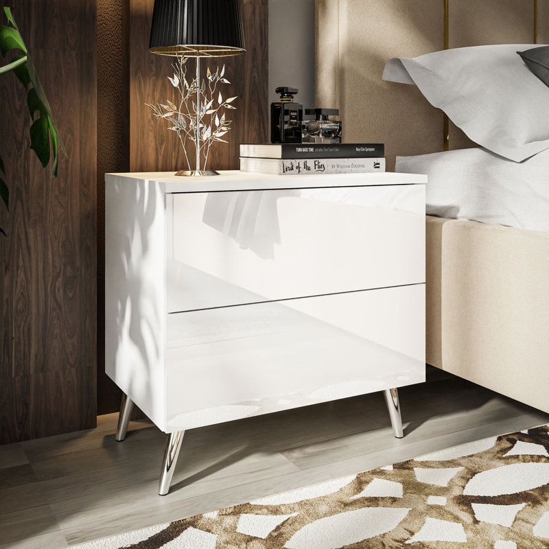 Donnington 2 Drawer Bedside Table, White