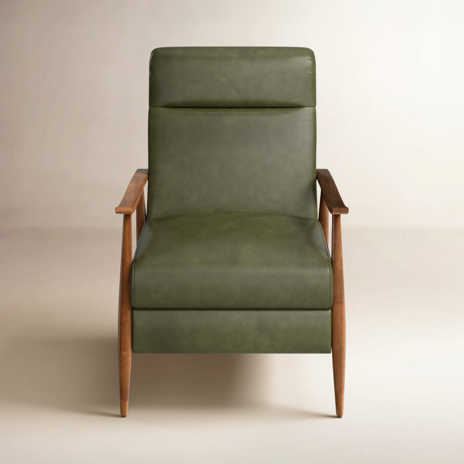 Imona 30" Genuine Leather Manual Recliner, Fern Green Pebbled Faux Leather