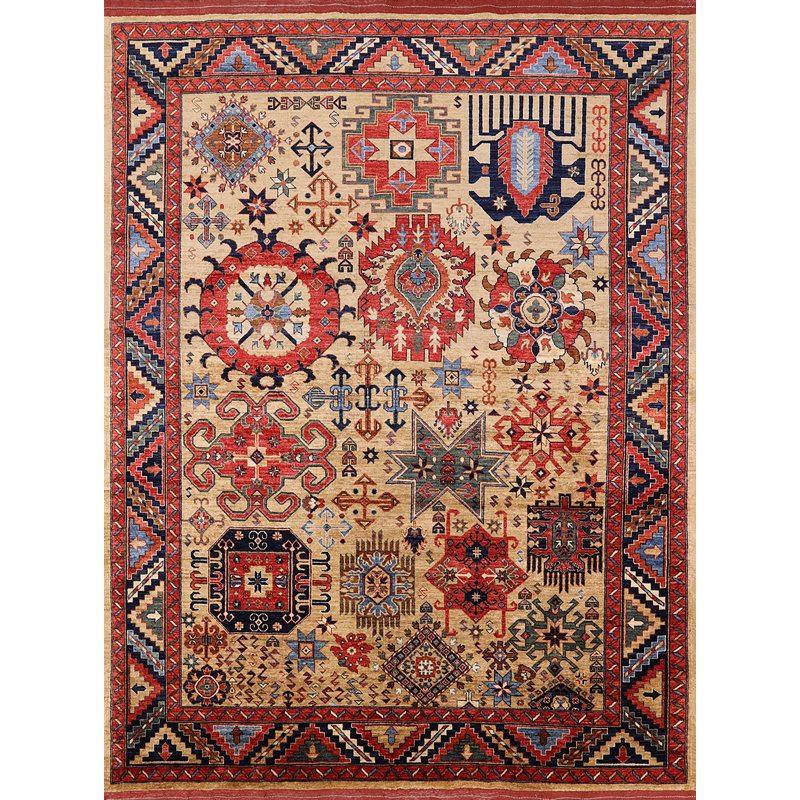 Tapis oriental rouge / ivoire / bleu, Rectangle 8 pi x 10 pi