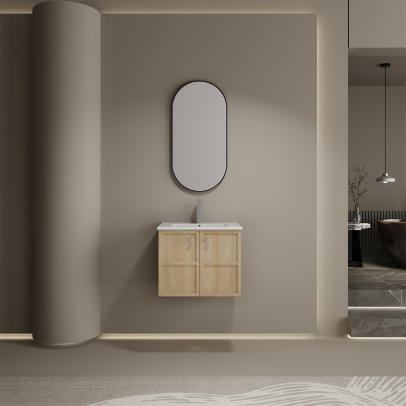 Lavabo de salle de bain mural en céramique Whit, 24"